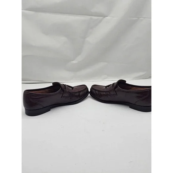 Oakton Classic Men Loafers 8.5 D Shoes Brown Leather Slip On Tassel Flats - Picture 5 of 13